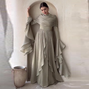 <span class=keywords><strong>Abaya</strong></span> Y27 pour femmes musulmanes, respirante, élégante, style Dubaï, sur mesure, avec bretelles croisées, col montant, longueur cheville, manches longues, décontractée - Product Image 3