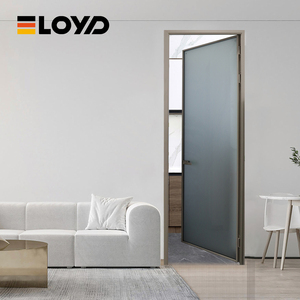 <span class=keywords><strong>Porte</strong></span> de toilette moderne Eloyd en alliage d'aluminium de haute qualité avec cadre en verre, insonorisée, à pousser et à tirer, avec décoration en treillis pour salle de bain d'hôtel - Product Image 2