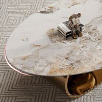 Table à thé ovale en acier inoxydable Pandora, style moderne italien de luxe léger, en dalle de roche, pour salon, simple et créative