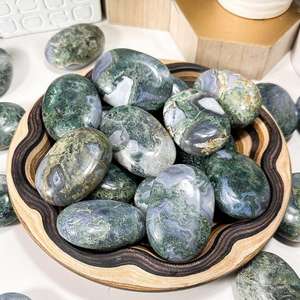 Venta al por mayor de cristales de ágata natural, artesanías de piedra, ágata musgosa a granel, piedra de palma para meditación - Product Image 5