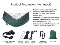 Hamac anti-moustiques léger et portable pour la randonnée, le trekking et la détente en plein air