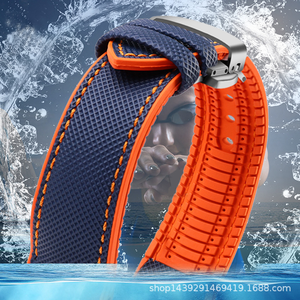 Cao Cấp 20Mm 22Mm Lai Dây Đeo Đồng Hồ Thay Thế Không Thấm Nước Fkm Cao Su + Nylon Ban Nhạc Đồng Hồ - Product Image 4