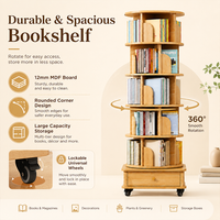 Bibliothèque rotative avec tiroir inférieur, tour de bibliothèque mobile pour enfants, adultes et étudiants