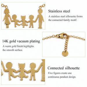 Family Pendant Necklace Stainless Steel Five Person 14K <b>Gold</b> Vacuum Plated <b>Gold</b> and Silver Color Options - Product Image 4
