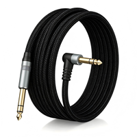 Kabel TRS Male-Male 1/4 Inch HiFi Pabrik, Konduktor OFC, Jaket Kepang, Pelindung Foil untuk Gitar Elektrik/Bass Power Amplifier