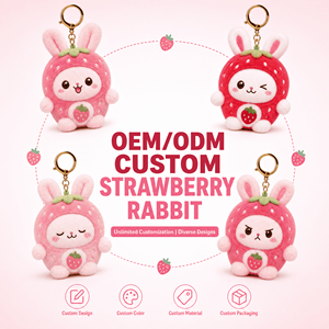 Fabricante de Llaveros de Peluche de Conejo <span class=keywords><strong>Fresa</strong></span> Personalizados OEM ODM, Venta al por Mayor de Colgantes de Animales de Peluche Suaves para Bolsos, Regalo Directo de Fábrica - Product Image 2