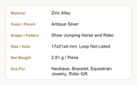 Breloque Cheval de Saut d'Obstacles en Alliage de Zinc Argent Vieilli, Motif Équestre pour Rosettes de Récompense Équestres