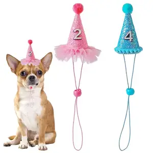Cute Princess Hat Set Western Dogs Happy Birthday Bandana Cake Print Solid Design Shining Surface All Winter Spring Polyester