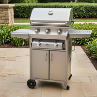 Barbecue à gaz propane portable haut de gamme à 3 brûleurs en acier thermolaqué moderne pour fêtes et événements en extérieur