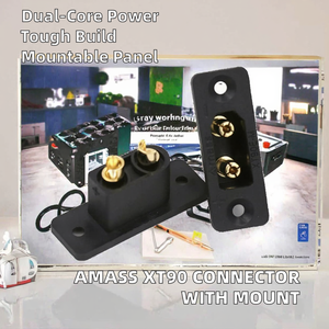 Adaptateur de batterie Amass noir original XT90H XT90H-F XT90E XT90E-M avec connecteur DIN 2P à montage sur panneau pour applications d'alimentation - Product Image 3