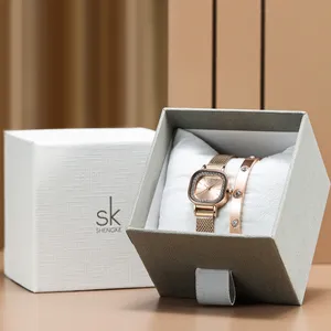 SHENGKE Women Diamond Elegant Quartz Wristwatch Rose Gold Ladies Jewelry Bracelet watch Luxury ladies watch set gifts for women