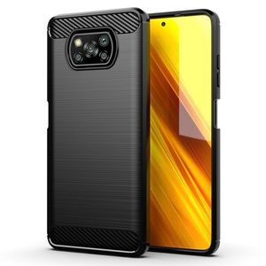 Pour Xiaomi <span class=keywords><strong>Poco</strong></span> <span class=keywords><strong>X3</strong></span> NFC Étui en TPU à texture brossée en fibre de carbone - Product Image 1