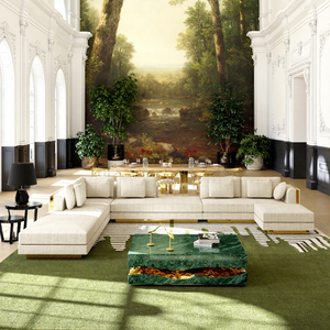 Nouveau design de canapé modulaire confortable en métal de haute qualité, en velours luxueux, ensemble de meubles pour salon - Product Image 1