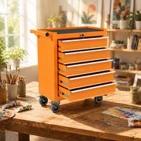 Chariot à outils robuste à roulettes, armoire à outils mobile en acier verrouillable à 5 tiroirs pour atelier de réparation automobile, garage, stockage