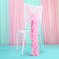 Housses de chaise Muwei classiques en tulle à volants, durables et réutilisables, longues et transparentes, pour la décoration du dossier des chaises lors de mariages, événements et banquets