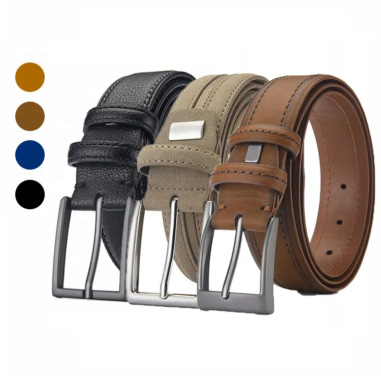 Factory OEM Luxury Alloy Metal Pin Buckle Belt Custom Classic Cowhide Genuine Leather Belts For Men