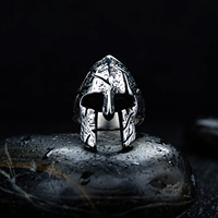 Bague de casque de masque de guerriers spartiates grecs vintage dominateurs en acier inoxydable pour hommes