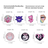 Grotesque crâne horreur amour rose bouche ours sac à dos broche mal série Blouse Badge épingles unisexe vêtements accessoire décoration