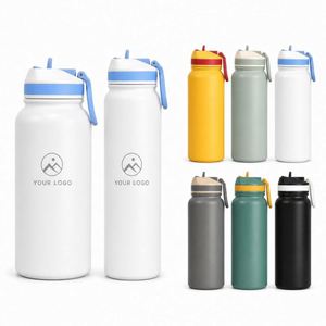 Custom logo 12oz 17oz 22oz 32oz 40oz Stainless Steel Vacuum Insulated Thermos Flask Powder Coated Thermal Sports Water <b>Bottle</b> - Product Image 1