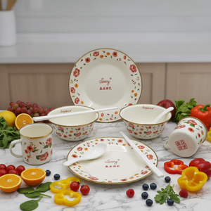 Lot de 6 services de table rétro en émail floral, incassables, en <span class=keywords><strong>acier</strong></span> <span class=keywords><strong>émaillé</strong></span> imprimé, pour la restauration et les restaurants, livrés en coffret cadeau - Product Image 3