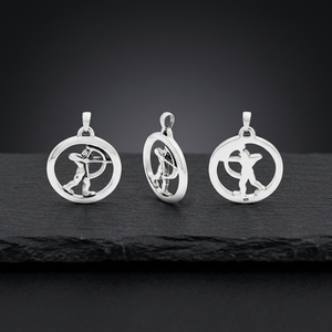 Pendentif cercle Sagittaire en argent 925, minimaliste, à porter au quotidien - Product Image 3