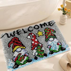 Adultes Enfants DIY Festival Cadeaux Noël Décoration Maison Loquet Crochet Tapis Tapisserie Kits avec Toile Imprimée - Product Image 4
