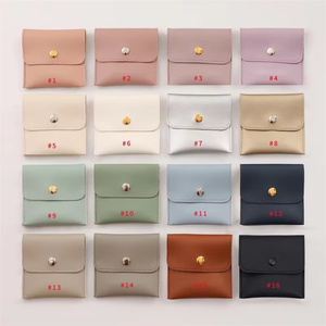 Eco-friendly Lightweight Ultra-<b>thin</b> Envelope-style Leather Jewelry Pouch Slim Mini Snap Button Bag for <b>Rings</b> Earrings Necklaces - Product Image 5