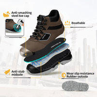 Bottes de travail AIMVVSEC imperméables et respirantes avec embout en acier, tige en cuir véritable, semelle intermédiaire en PU, semelle extérieure antistatique et doublure en maille.