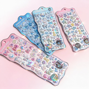 Spaß 3D geprägte Acryl wasserdichte Scrap booking Aufkleber bunte Perle Diamant Aufkleber Kristall Werbe geschenke Folie gestempelt - Product Image 3
