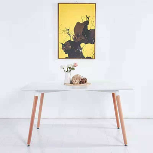 Tavolo da Pranzo Rettangolare <span class=keywords><strong>in</strong></span> <span class=keywords><strong>Legno</strong></span> e Plastica MDF, Design Moderno Minimalista Personalizzato, 6 Posti, Industriale, Durevole e Stabile - Product Image 5