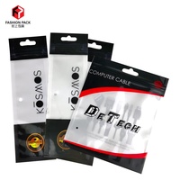 Emballage plastique personnalisé, sachet à fermeture éclair transparent sur 3 côtés, pochette transparente avec fenêtre pour câble USB