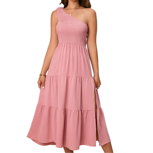 <span class=keywords><strong>Abito</strong></span> Estivo da Donna in Stile Europeo-Americano, Tessuto Digitale Traspirante ed Ecologico, <span class=keywords><strong>Monospalla</strong></span> con Pieghe e Orlo Stratificato - Product Image 1