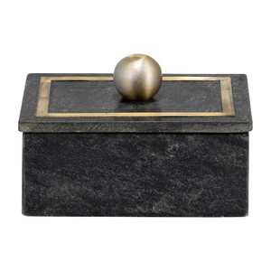 Scatola Decorativa Minimalista in Marmo con Coperchio in Ottone Intarsiato, Contenitore per Gioielli, Arredamento Moderno per la Casa - Product Image 2