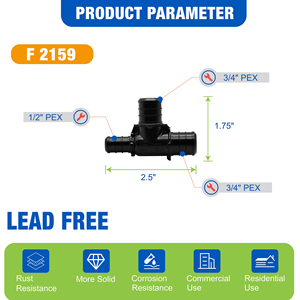 KING SMART Conector en T Reductor sin Plomo F2159/PEX B 3/4"*1/<span class=keywords><strong>2</strong></span>"*3/4" Certificado NSF UPC PPSU para Derivación <span class=keywords><strong>de</strong></span> Tuberías (Envío Gratuito a EE. UU. y Canadá) - Product Image 2