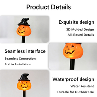 Lampu Dekorasi Halaman Luar Ruangan Bertenaga Baterai Surya Tahan Air LED Putih Hangat Berbentuk Labu Topi Hitam untuk Halloween