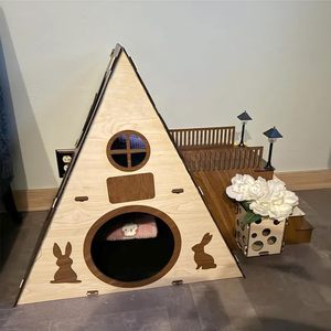 Grand château en bois moderne pour lapins, maison, enclos, cachette pour lapins, <span class=keywords><strong>habitat</strong></span> intérieur, <span class=keywords><strong>meubles</strong></span> - Product Image 4