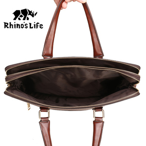 Large Vintage <strong>Briefcase</strong> Men's PU <strong>Leather</strong> Casual Man Handbag Coffee Fashion Shoulder Business Office Laptop 15 Inch Bag - Product Image 6