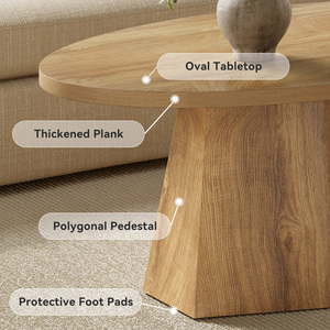 Tavolino da Caffè Ovale da 47 Pollici con Base Poligonale, <span class=keywords><strong>Tavolo</strong></span> Centrale Moderno Geometrico, Tavolino d'Appoggio Adatto ai Bambini, Arredamento per Soggiorno - Product Image 5