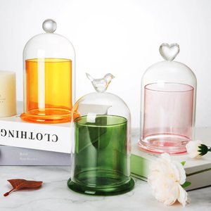 Cao Borosilicate Tùy Chỉnh Màu Sắc Thẳng Vòng Chuông Hình Pha Lê Nến Thủy Tinh Lọ Với Glass Dome Bìa - Product Image 1