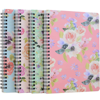 Carnet spirale A5 personnalisé 2026 avec motif floral, couverture rigide épaisse en tissu écologique et cuir pour notes d'étude