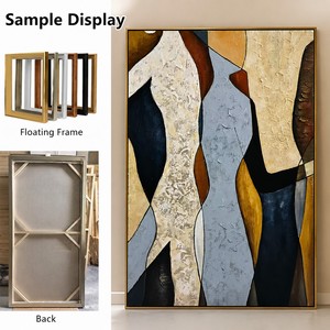 Pintura al Óleo Moderna Figurativa Abstracta Pintada a Mano sobre Lienzo, Decoración de Pared Retro, Líneas Geométricas, Impasto, Contorno, Arte de Pared en Grupo - Product Image 4