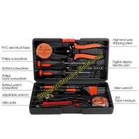 Deko — Kit d'outils manuels pour réparations domestiques, ensemble d'instruments manuels, avec boîte en plastique, pour le rangement, réparer les prises, boîte à outils, pour la cuisine, la maison et la voiture, 19 pièces