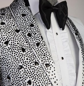 Rhinestone Shining çift göğüslü <span class=keywords><strong>2</strong></span> parça düğün Suit erkekler için resmi damat lüks balo smokin Best Man düğün smokin - Product Image 3
