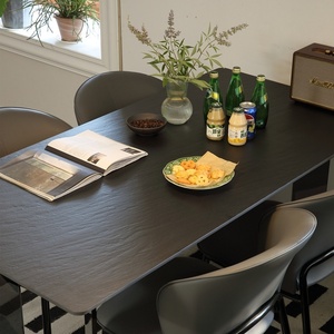 Delifeng-Mesa de comedor con placa de roca moderna y sencilla, mesa rectangular de acrílico negro de alta calidad para apartamento pequeño para sala de estar - Product Image 4