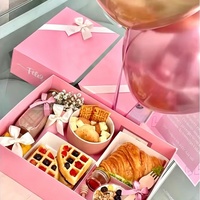 Boîte cadeau en papier personnalisée pour présentation alimentaire, avec compartiments et fentes, pour crêpes, croissants, biscuits, desserts, brunch et plateaux de dégustation