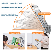 Support pour ordinateur portable en alliage d'aluminium avec pince mécanique, support rotatif à 360 degrés pour tablette, pour le bureau et la maison
