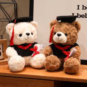 Ours en peluche personnalisé avec chapeau de docteur, jouet en peluche pour enfants, cadeau de saison de remise des diplômes, ours étudiant, OEM ODM - Product Image 1