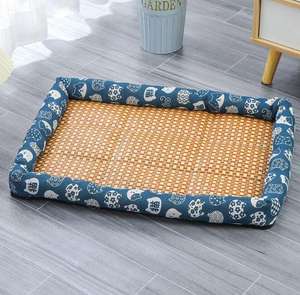 Anti-Rutsch-Haustier bett aus Bambus, quadratischer Sommer-Cold-Pad-Hund mit festem Muster, verpackt in Pappkarton - Product Image 4