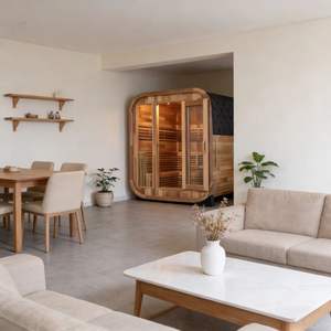 Sauna à vapeur carré en bois massif, 4 personnes, directement de l'usine, pour une revitalisation physique, sauna abordable pour une escapade spa à domicile - Product Image 1