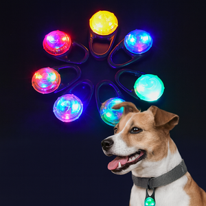 Accessoires pour chiens, nouveau design, pendentif de sécurité pour chien lumineux rond en plastique imperméable, LED extérieur, LED RGB, ressort - Product Image 1